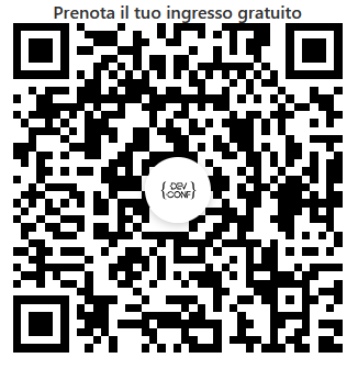 l'immagine mostra il qrcode per prenotarsi per l'ingresso gratuito per l'evento DevConf di Pavia del 7 e 8 Luglio 2026