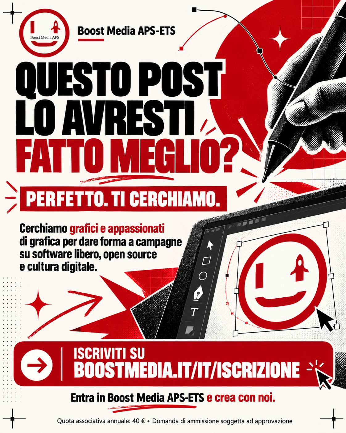 campagna di reclutamento grafici su base volontaria per Boost Media APS